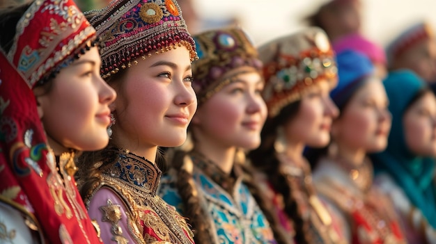 Традиционные костюмы со всего мира на фоне обоев