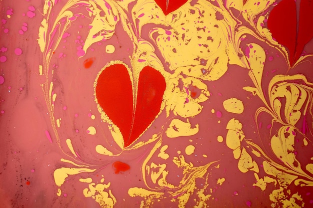 Traditional creative art of Ebru marbling abstract acrylic paints