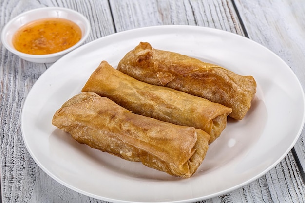 Traditional crispy fried stuffed springroll