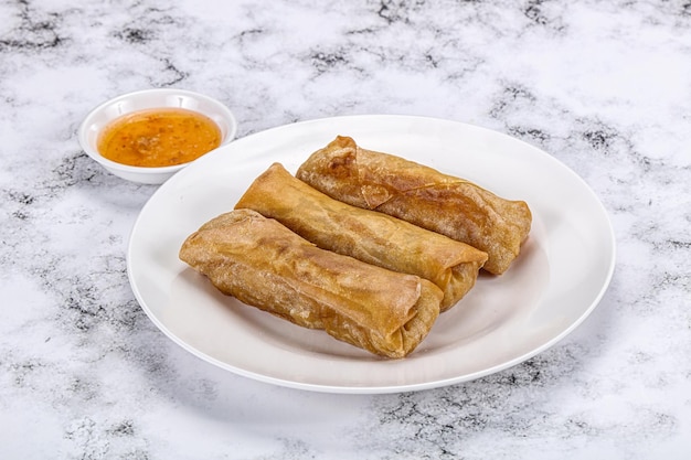 Traditional crispy fried stuffed springroll