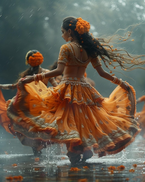 Photo traditional dancers performing the kathak dance wallpaper