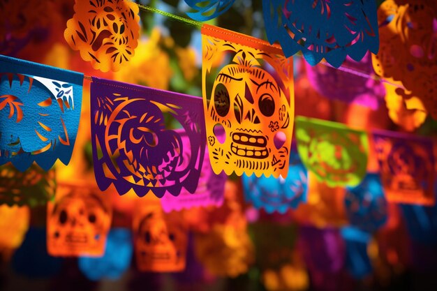 Photo traditional day of the dead papel picado flags clo 00672 00