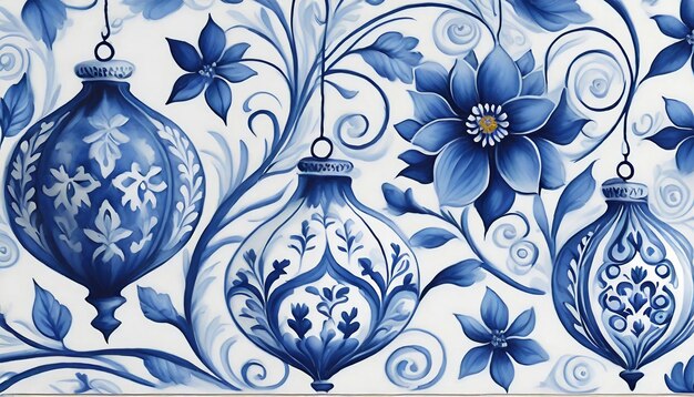 Photo traditional decorations using the color blue