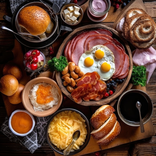 Photo traditional delicious healthy breakfast beautiful food presentation professional photo