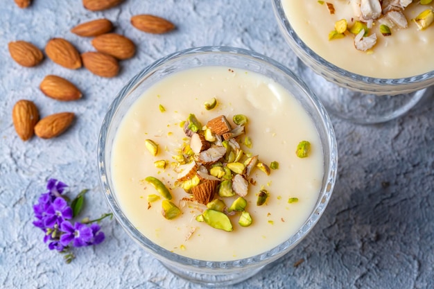 Traditional delicious Turkish Desserts; Keskul - Pudding