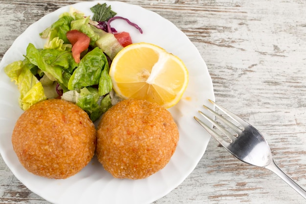 Traditional Delicious Turkish foods; bulgur meatball (Icli Kofte)