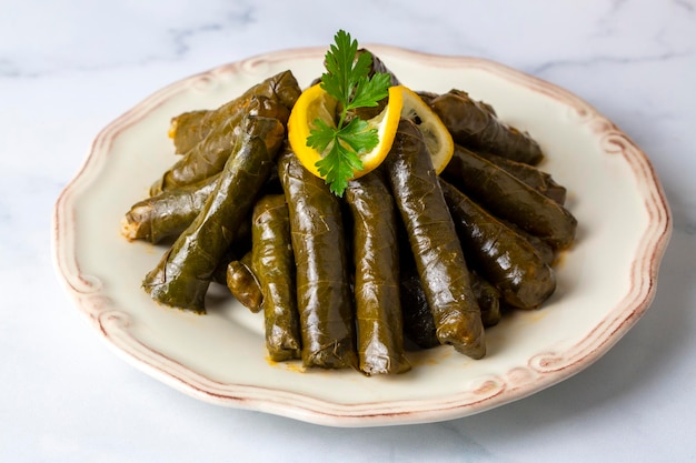 Traditional delicious Turkish foods; stuffed leaves (yaprak sarmasi)