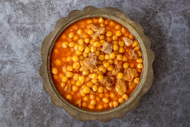 Traditional delicious Turkish foods Turkish Food Chickpeas with Meat Turkish name Etli nohut