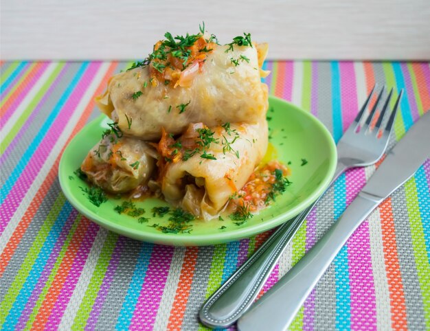 Traditional dish Eastern European cuisine "Cabbage rolls"