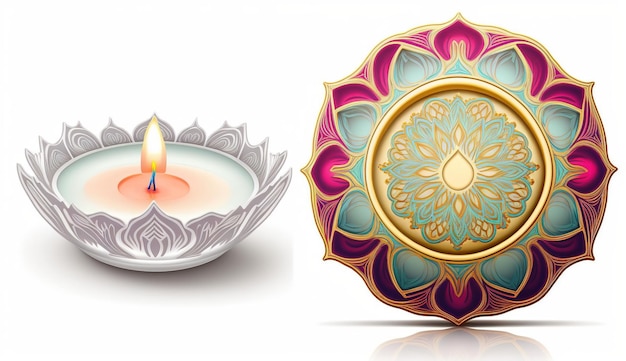 Traditional Diwali banner Illustration of people celebrating Diwali a light festival in India