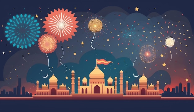 Traditional Diwali banner Illustration of people celebrating Diwali a light festival in India