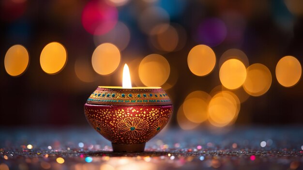 Traditional Diwali lamp with candles Generative Ai