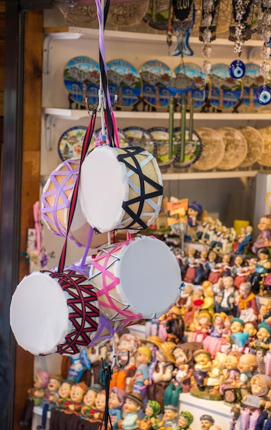 Traditional drums as an musicak instrument in market