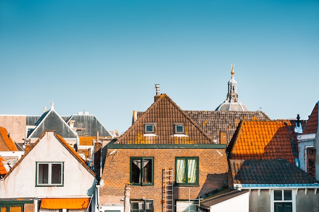 Traditional dutch architecture in Leiden, Netherlands