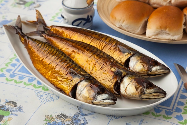 Traditional dutch smoked mackerels