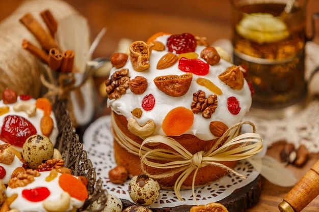 Traditional Easter cake and cupcakes