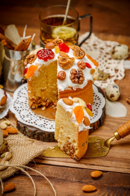 Traditional Easter cake and cupcakes