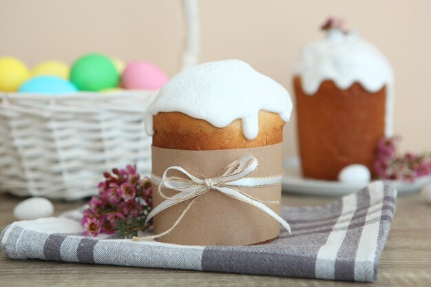 Traditional easter cake on the table traditional treats for easter