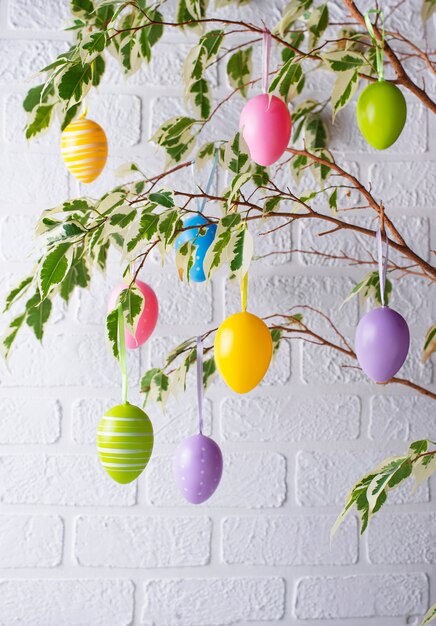 Traditional Easter tree with eggs