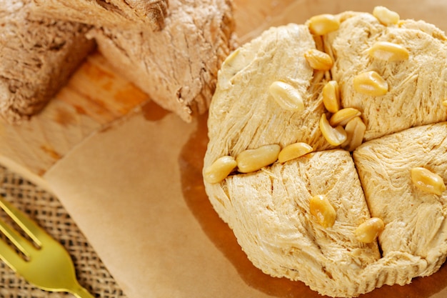 Traditional eastern desserts on wood