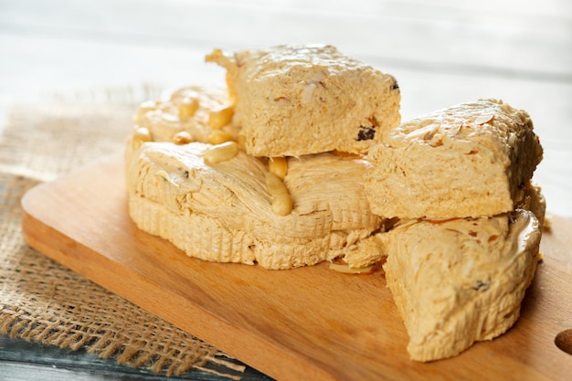 Traditional eastern desserts on wooden background