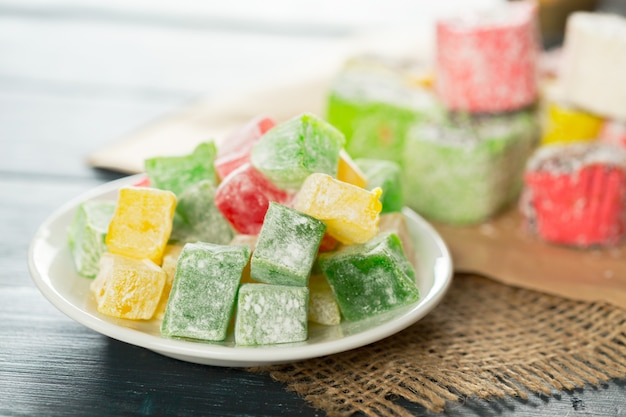 Traditional eastern desserts on wooden 