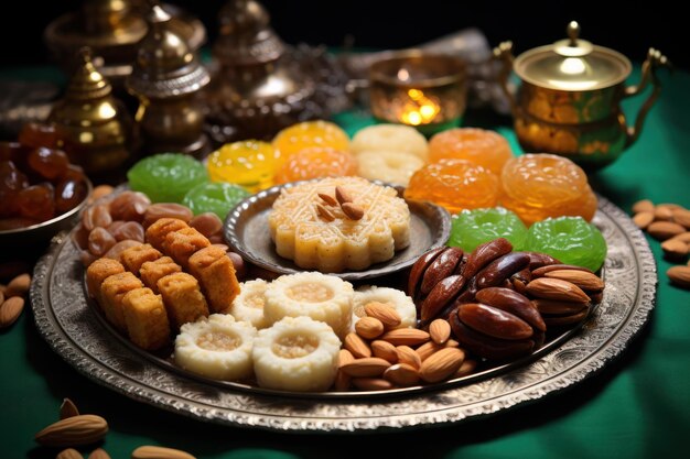 Foto dolci e prelibatezze tradizionali dell'eid al-fitr