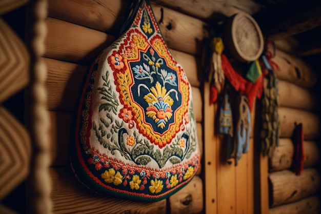 伝統的なウクライナの vyshyvanka のドアの刺繍 ジェネレーティブ AI