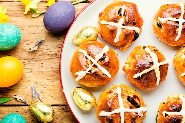 Traditional English Easter buns.