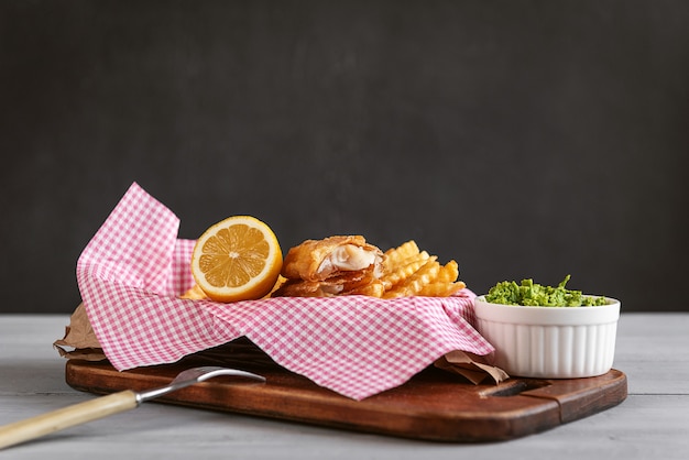 Traditional english food shif and chips