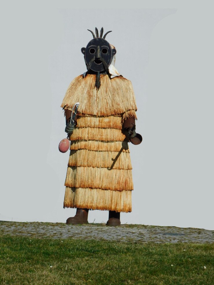 Photo traditional european masked figure in costume
