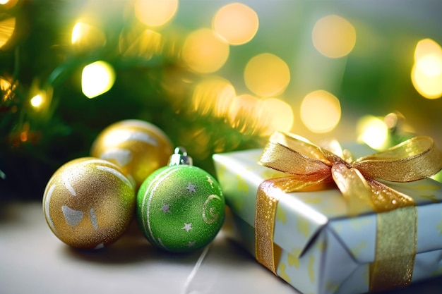 전통적인 축제 선물 상자와 크리스마스 장식