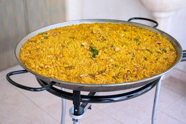 Traditional Fideua from Spain a typical pasta made with paella ingredients