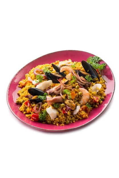 Traditional fish paella