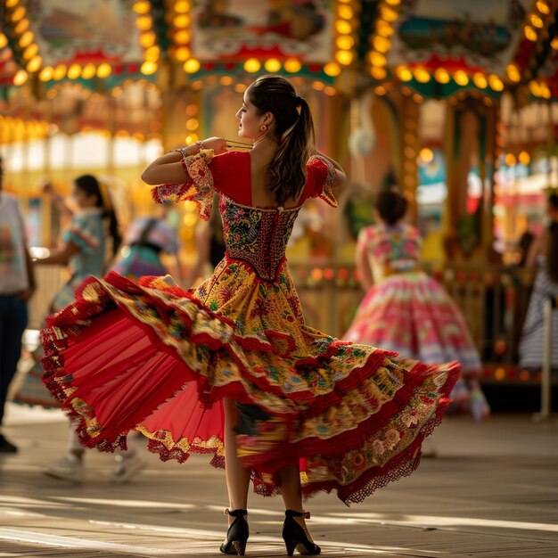 Traditional Flamenco Dancing at Feria de Abril in Seville