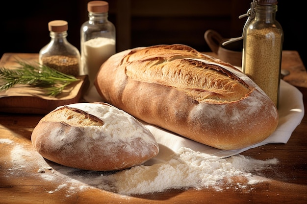 Photo traditional french baguettes and pain de campagne