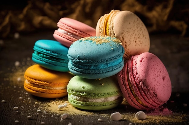 Traditional french colorful macarons