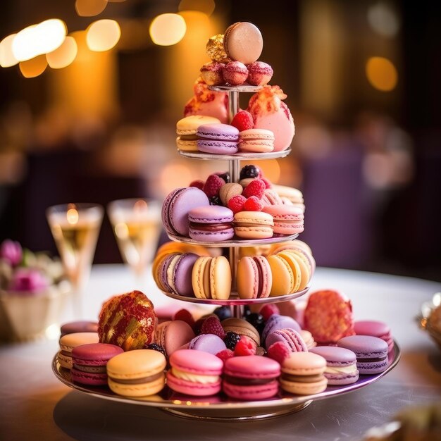 Traditional French dessert colorful macaroons AI Generative