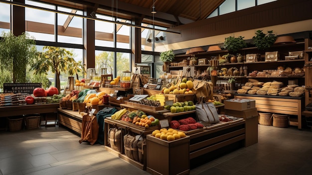 Traditional fresh market concept view AI generated image