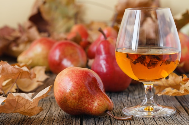 traditional fruit brandy and pears