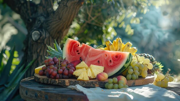 Tradizionale stand di frutta al mercato degli agricoltori locali con selezione stagionale