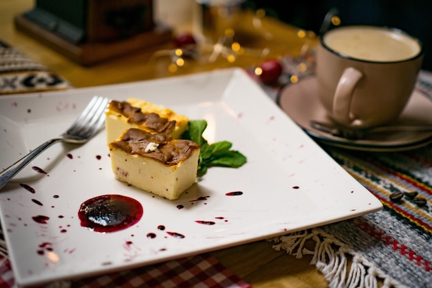 Traditional Georgian sweets and desserts with hazelnuts, walnuts, grape juice, honey, chocolate. Baklava, nakhini, churchkhela. Fresh fruits and candied fruits. Traditional Turkish coffee.