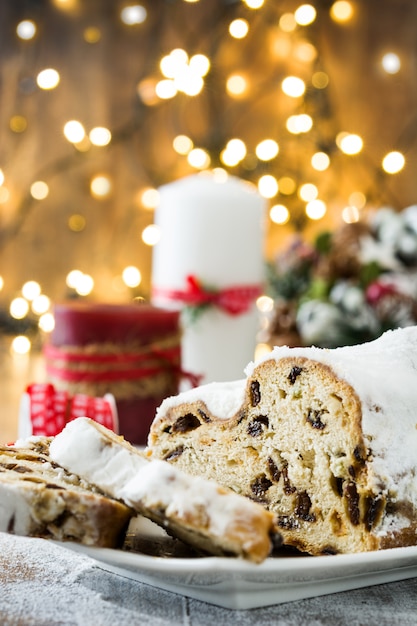 Traditional German Christmas stollen