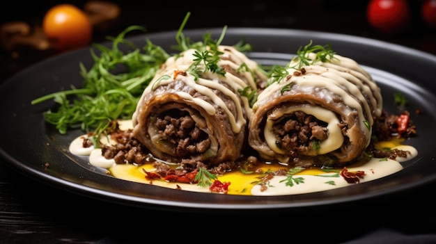 Traditional German Gourmet chop rolls Kohgulyasspichen