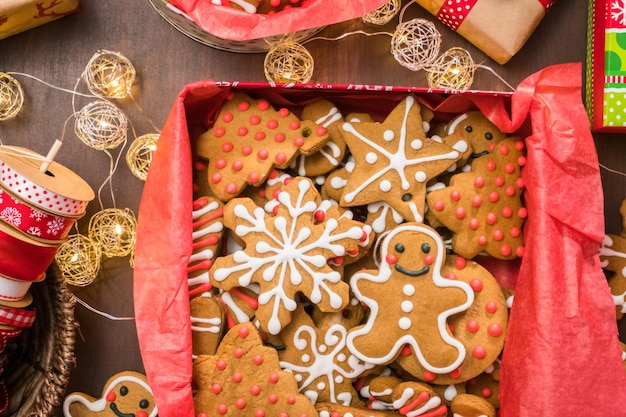 Traditional gingerbread cookies home made as food gifts.