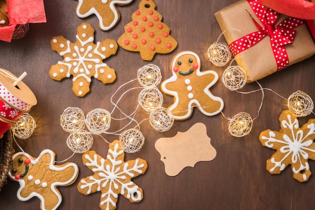 Traditional gingerbread cookies home made as food gifts.