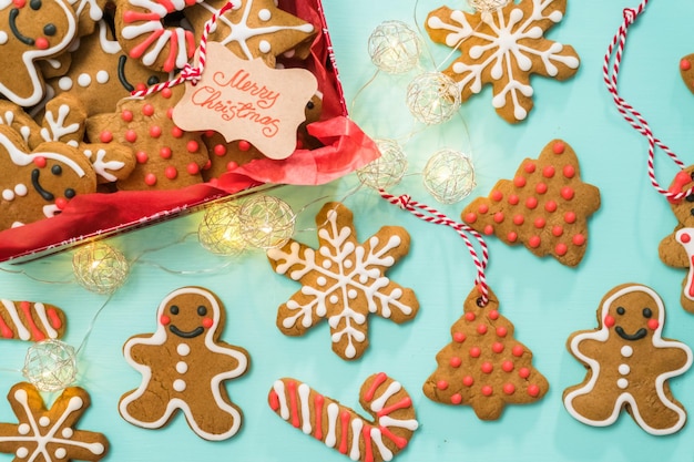 Traditional gingerbread cookies home made as food gifts.