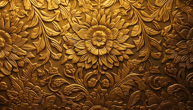 Traditional golden Thai floral designs