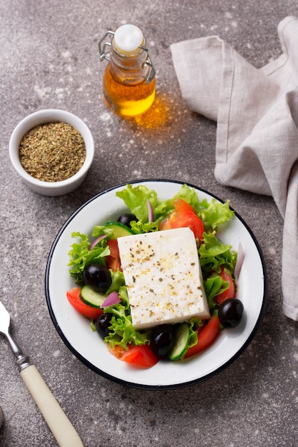 Traditional Greek salad with feta