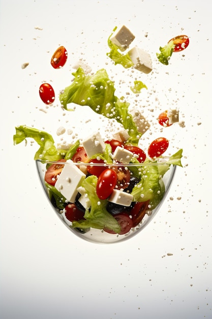 traditional greek salad with slices